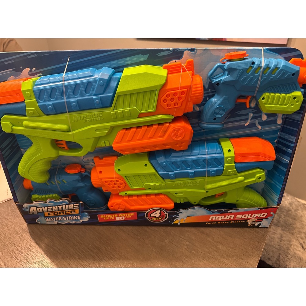Adventure Force Water Strike Aqua Squad 4 Pack Water Blaster Set Blue Green